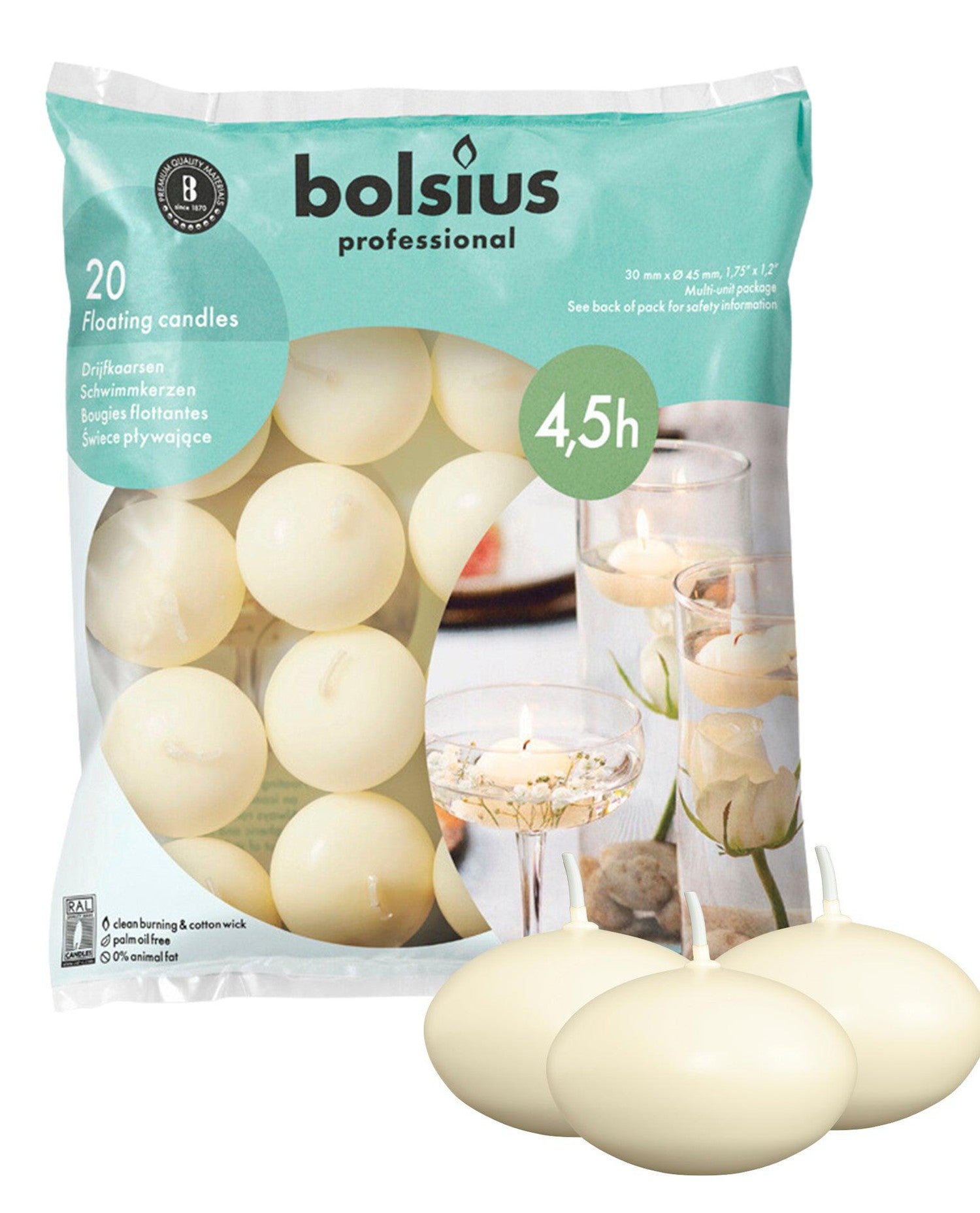 1.75" X 1" Classic Floating Candles - 20 Pack