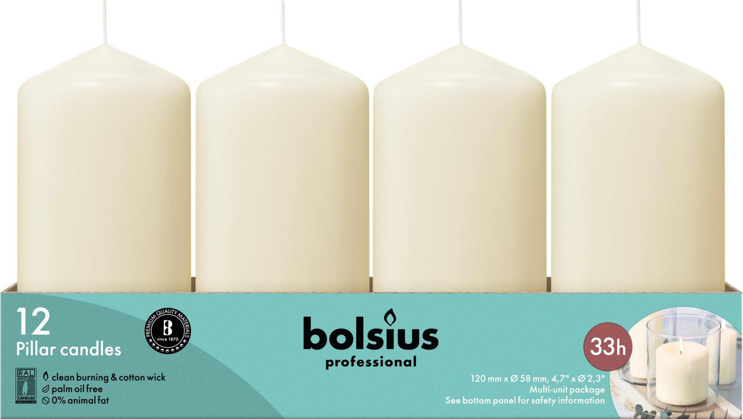 2.25" X 4.75" Classic Pillar Candles - 12 Pack - Kisco Candles