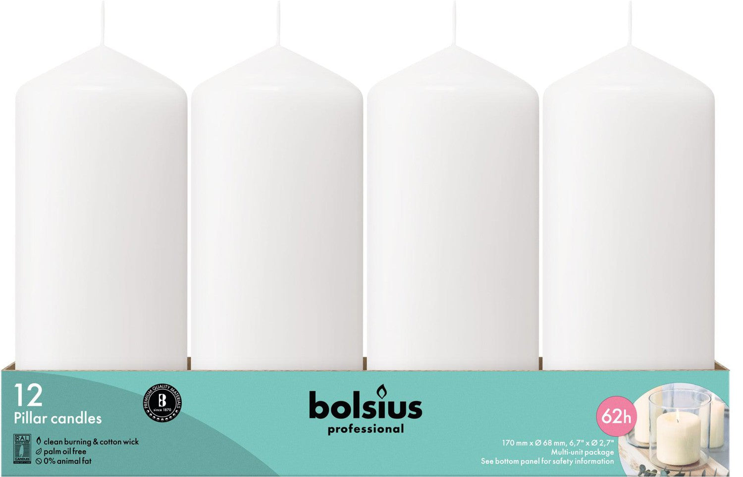 2.75" X 6.6" Classic Pillar Candles - 12 Pack - Kisco Candles