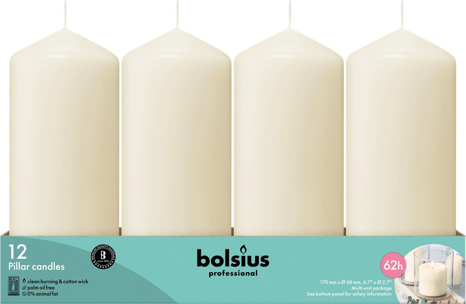 2.75" X 6.6" Classic Pillar Candles - 12 Pack - Kisco Candles