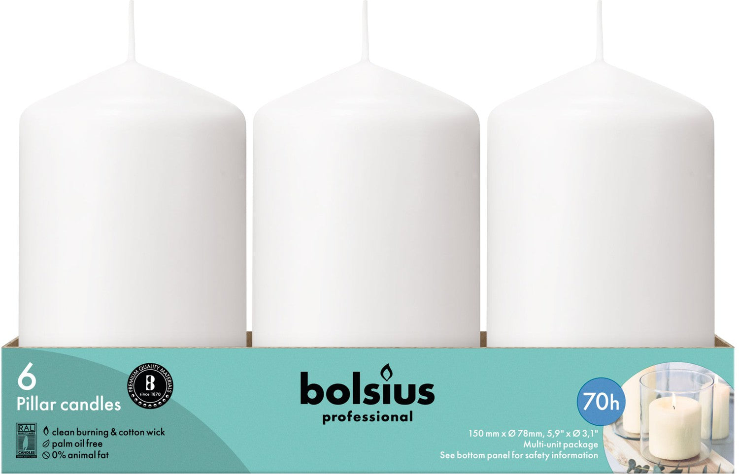 3" X 6" Classic Pillar Candles - 6 Pack - Kisco Candles