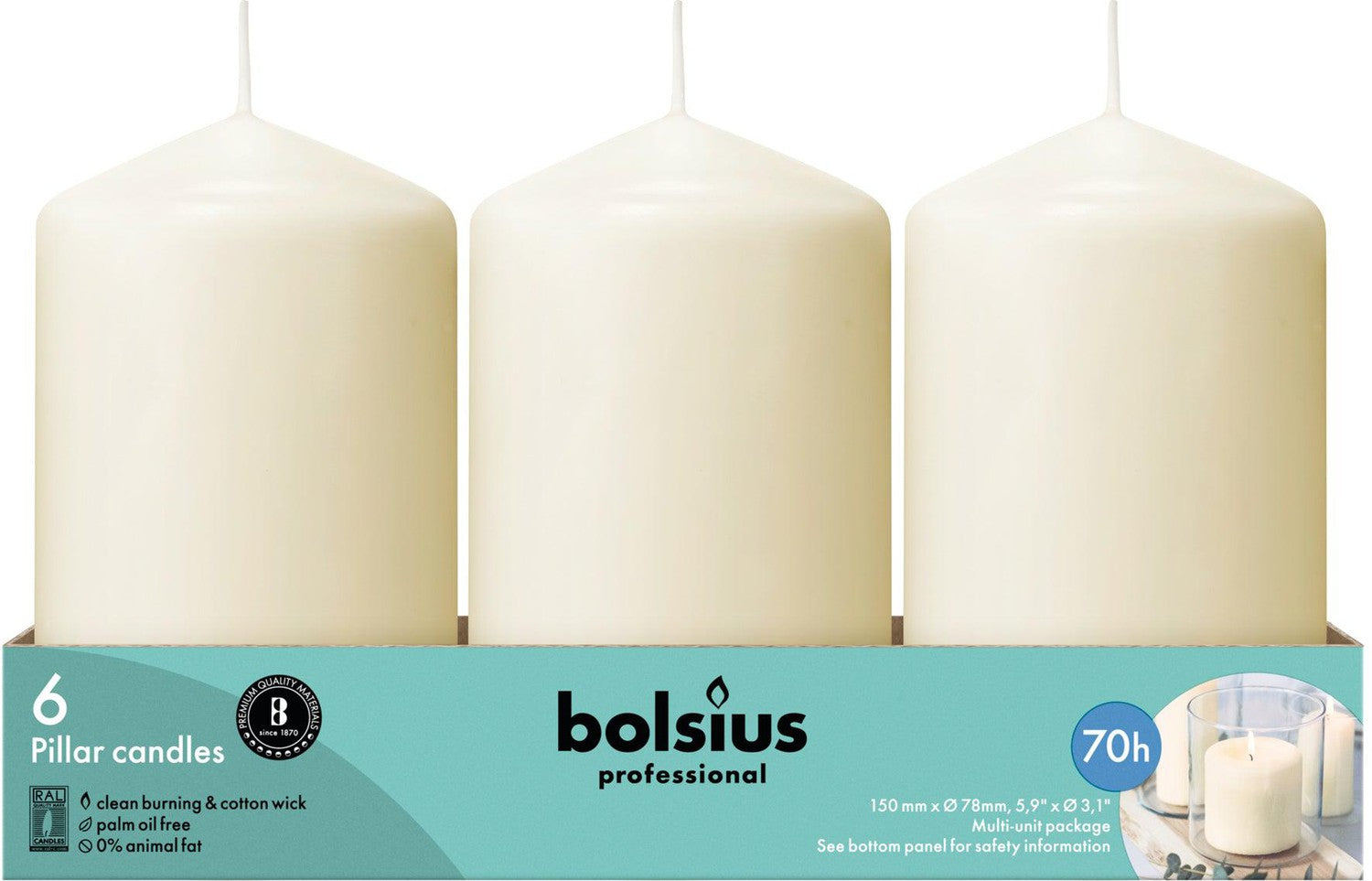 3" X 6" Classic Pillar Candles - 6 Pack - Kisco Candles