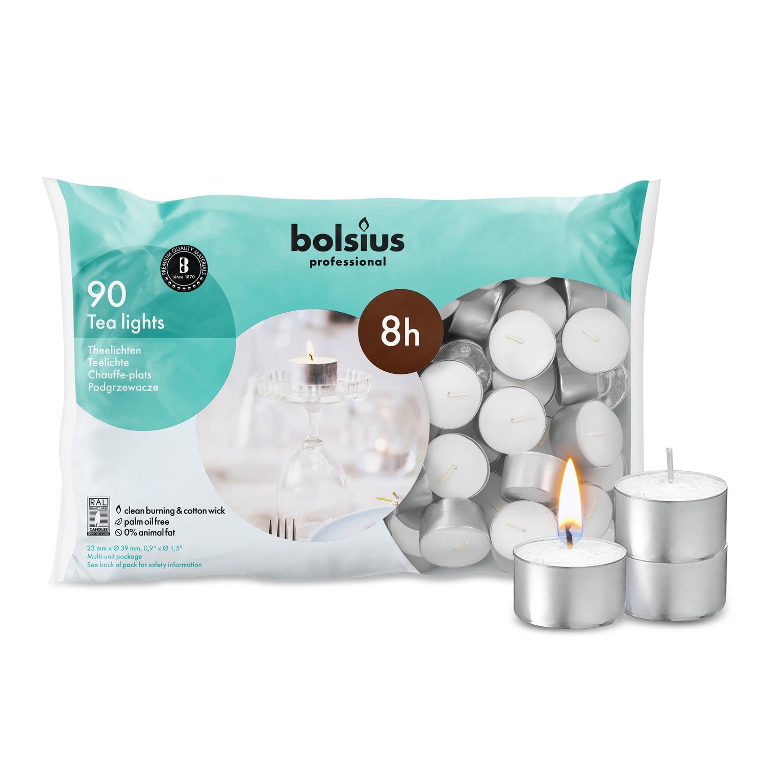 8 Hour Tea Lights - 90 Pack - Kisco Candles