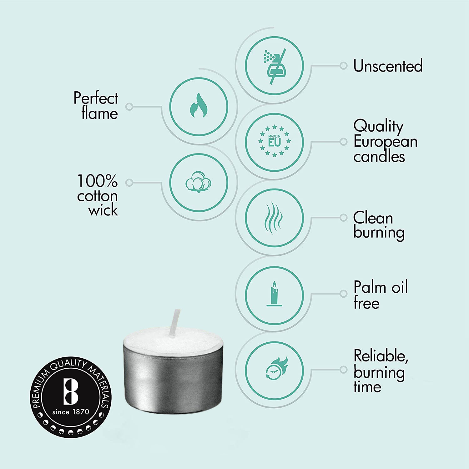 8 Hour Tea Lights - 90 Pack - Kisco Candles