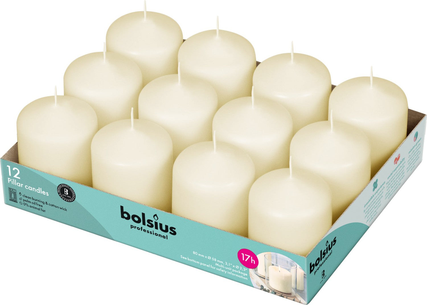 2.25" X 3" Classic Pillar Candles - 12 Pack - Kisco Candles