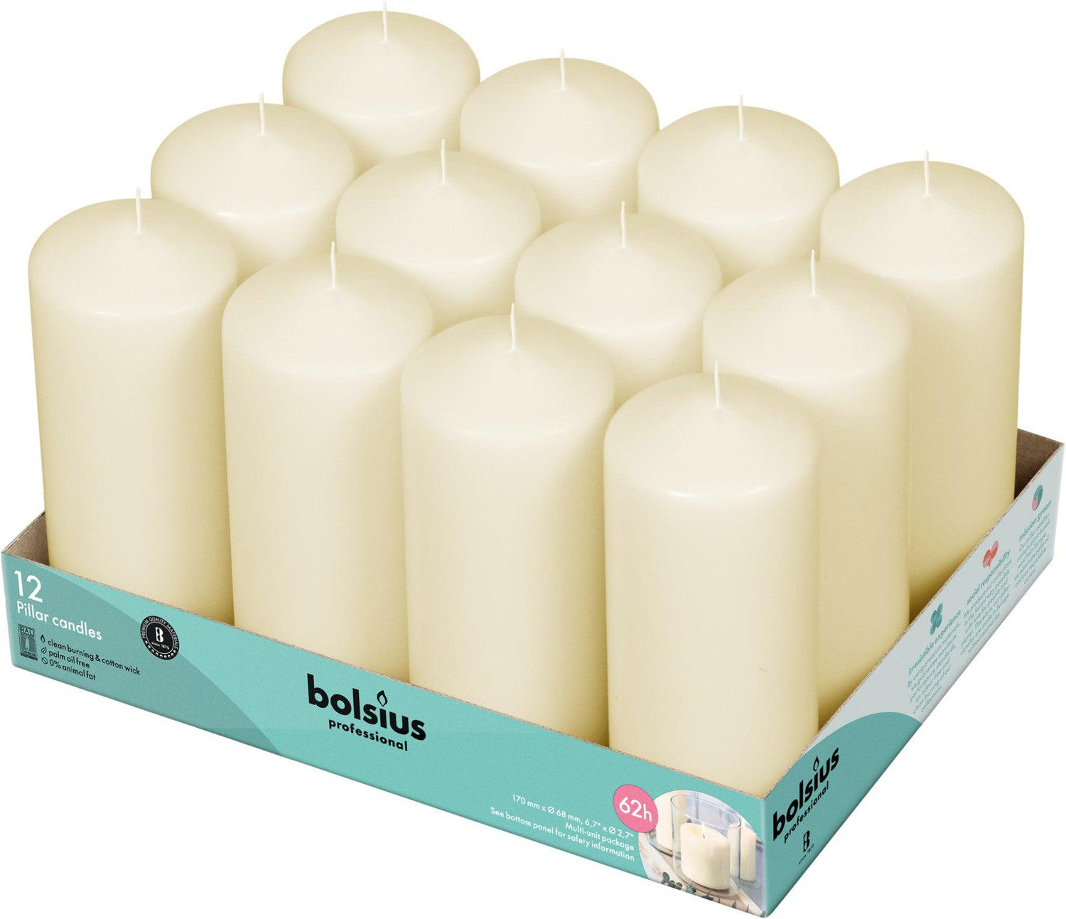 2.75" X 6.6" Classic Pillar Candles - 12 Pack - Kisco Candles