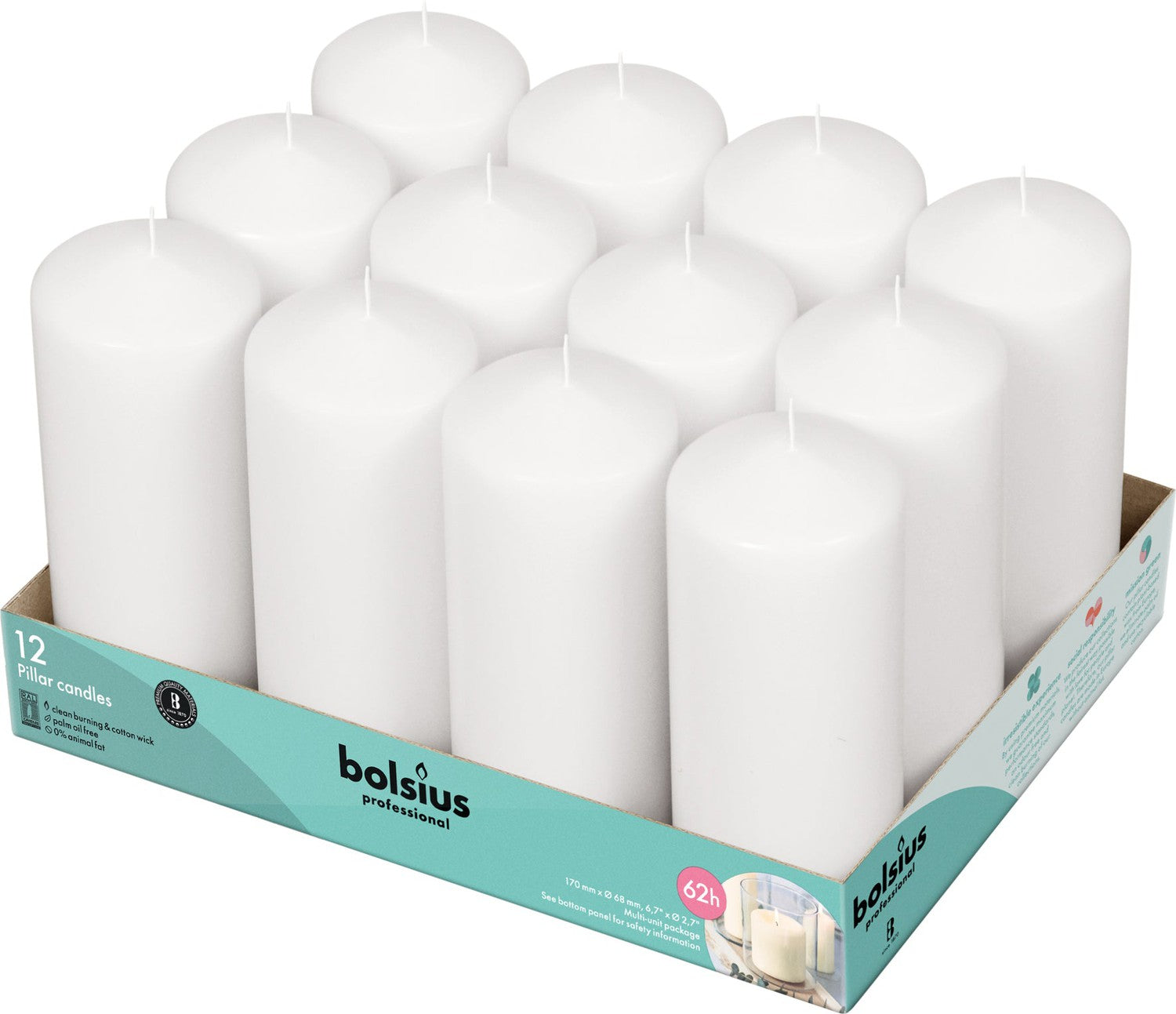 2.75" X 6.6" Classic Pillar Candles - 12 Pack - Kisco Candles