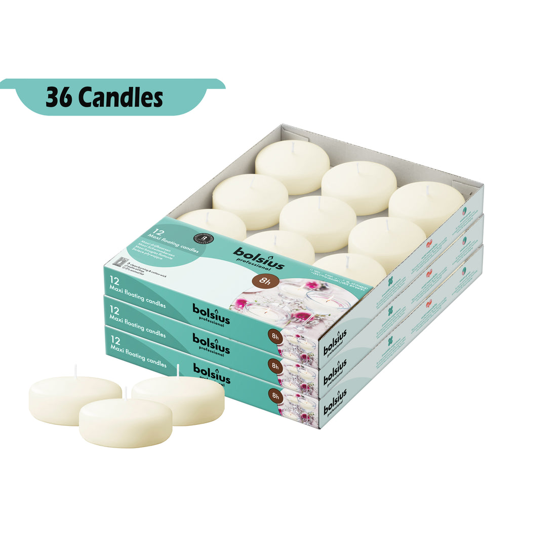 3" X 1" Classic Bulk Floating Candles - 36 Pack