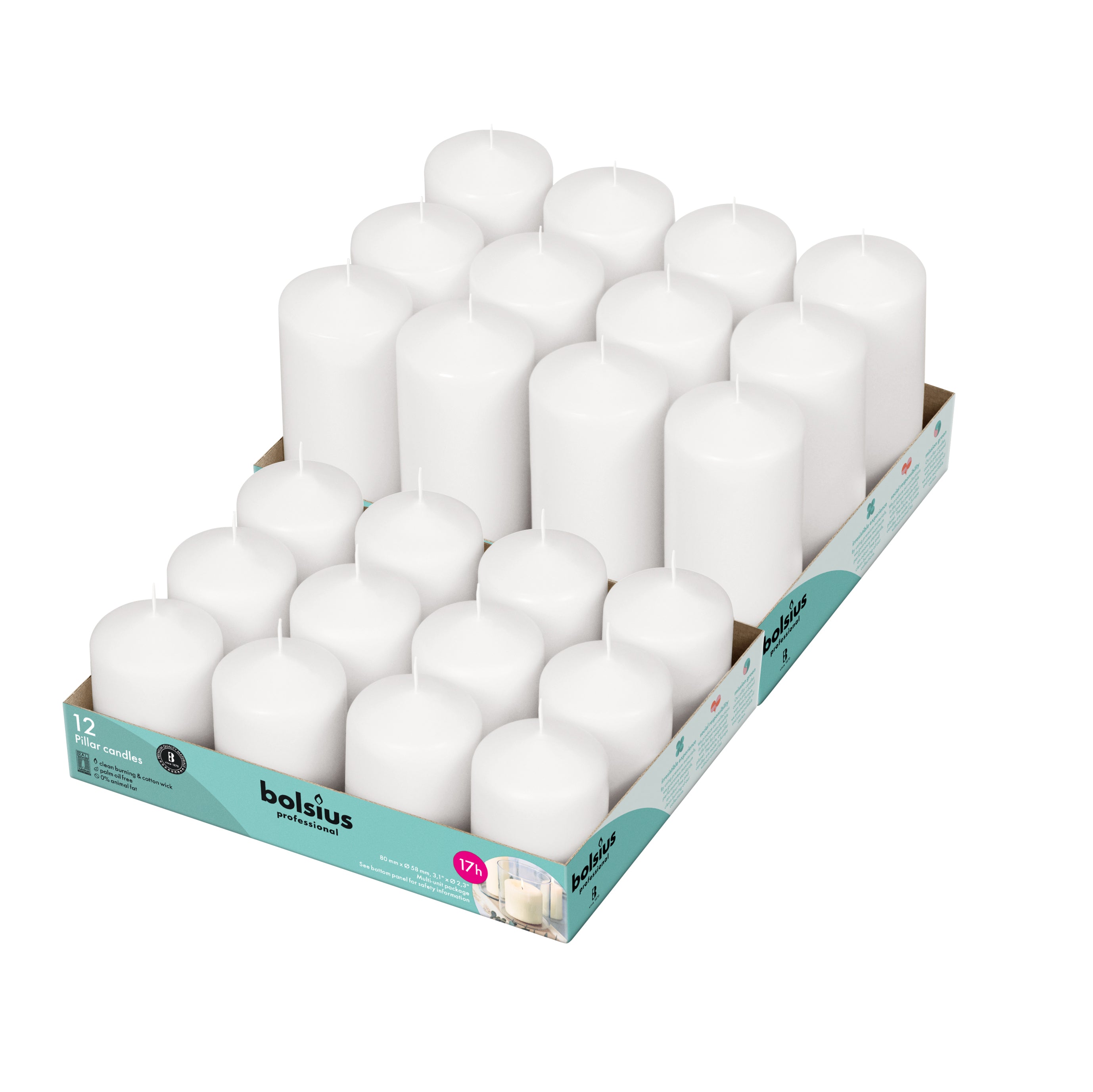 Set Of 24 - 2.25" Round Pillar candles - 2.25"X3" - 2.25"X4.75"