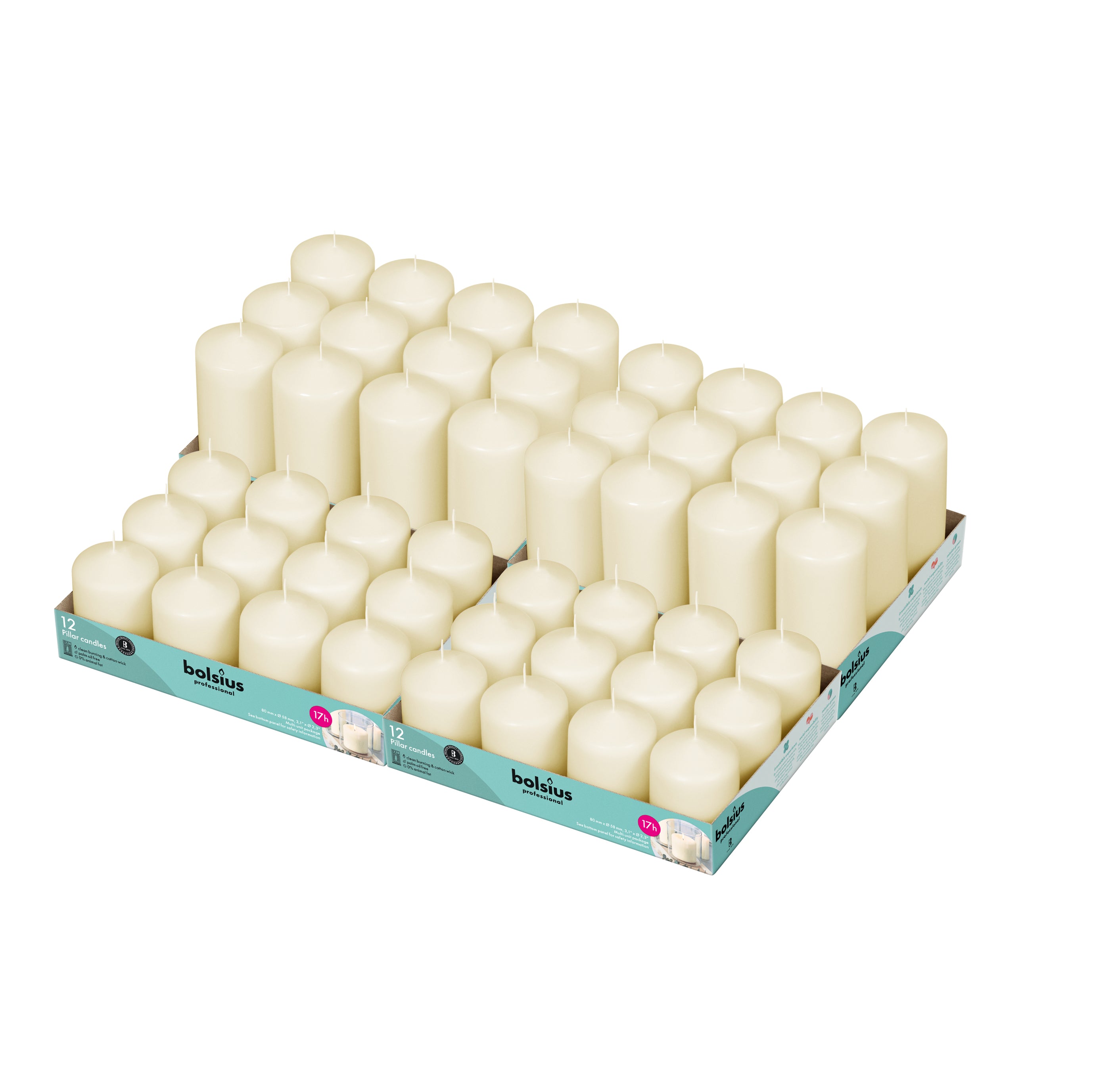 Set Of 48 - 2.25" Round Pillar candles - 2.25"X3" - 2.25"X4.75"