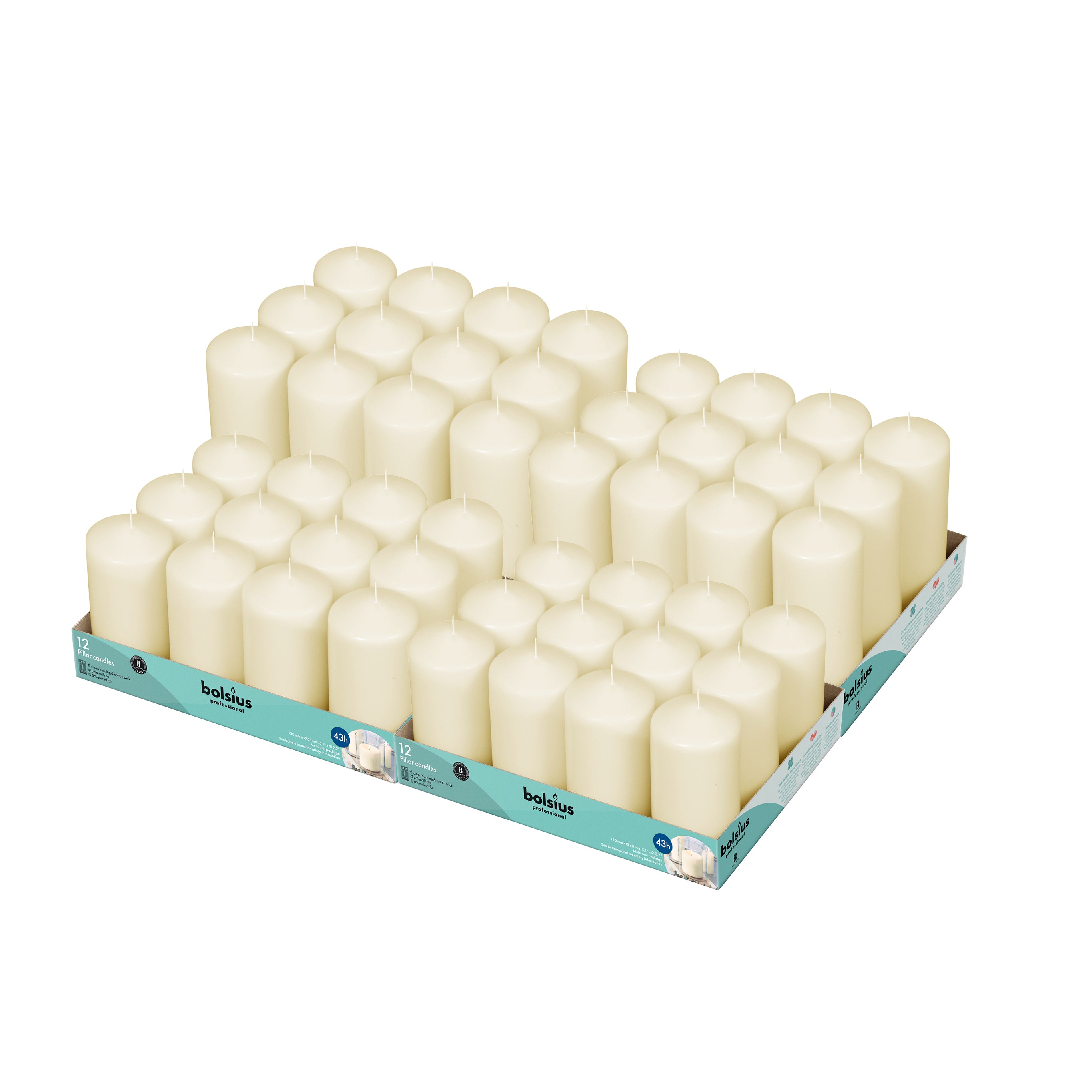 Set Of 48 - 2.75" Round Pillar Candles 2.75"X5" - 2.75"X6.6"