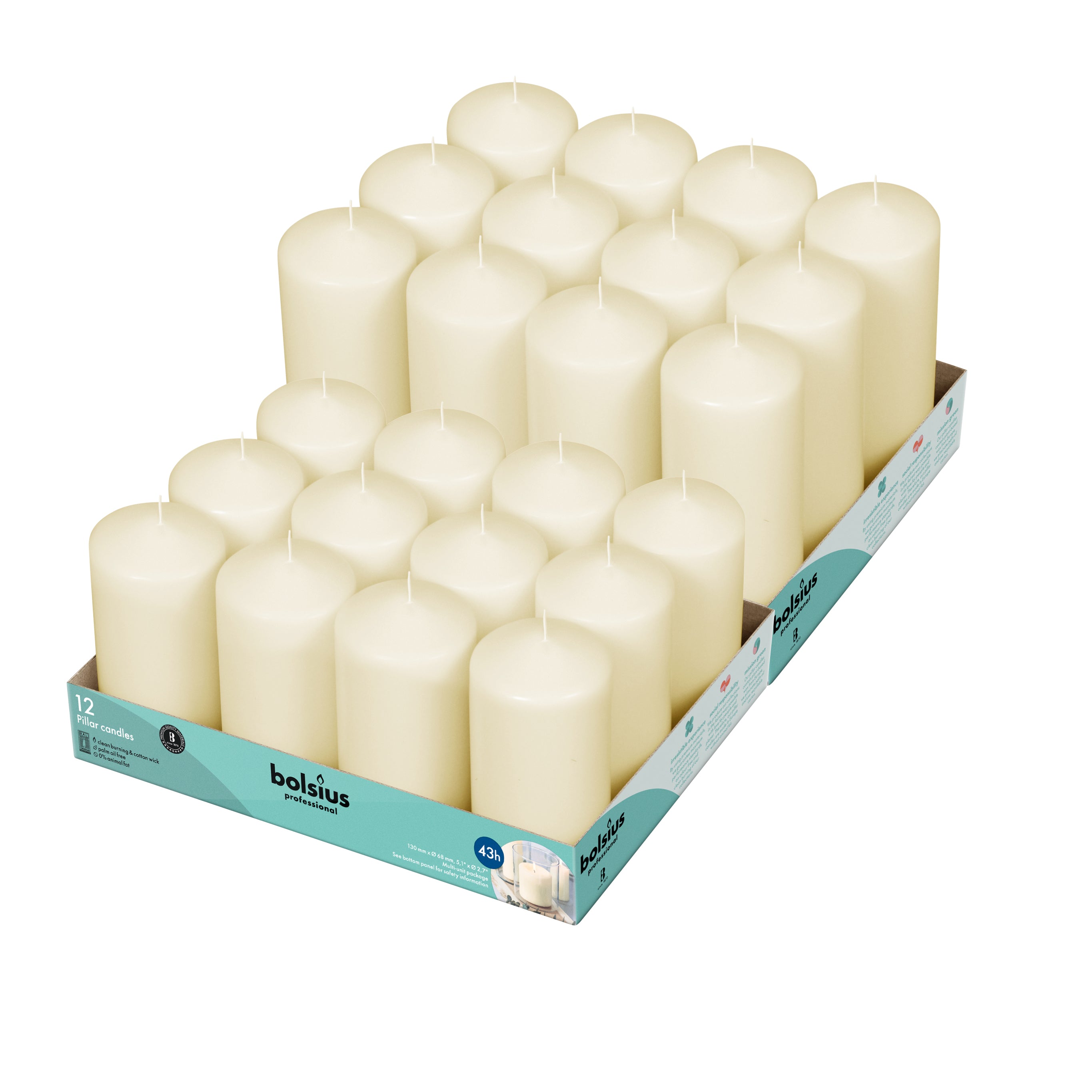 Set Of 48 - 2.75" Round Pillar Candles 2.75"X5" - 2.75"X6.6"