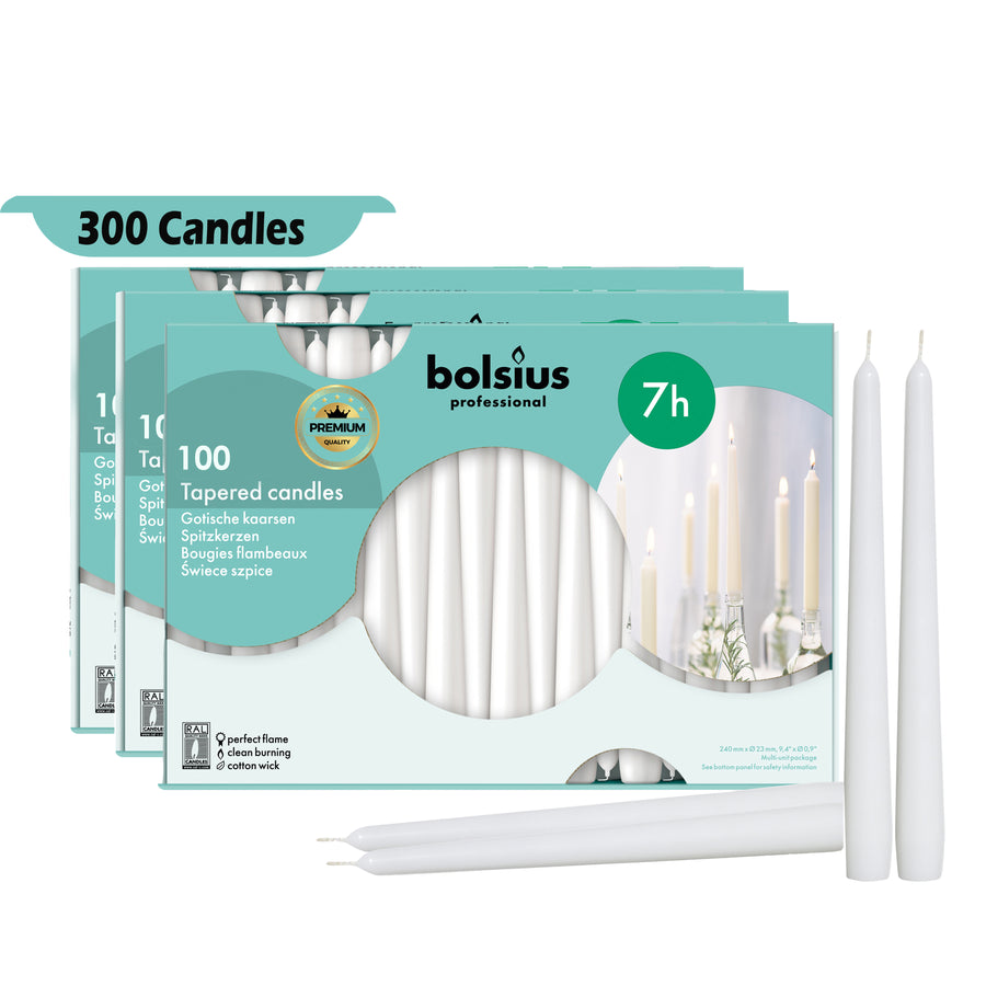 10" X 0.9" Classic Taper Candles - Bulk 300 Pack