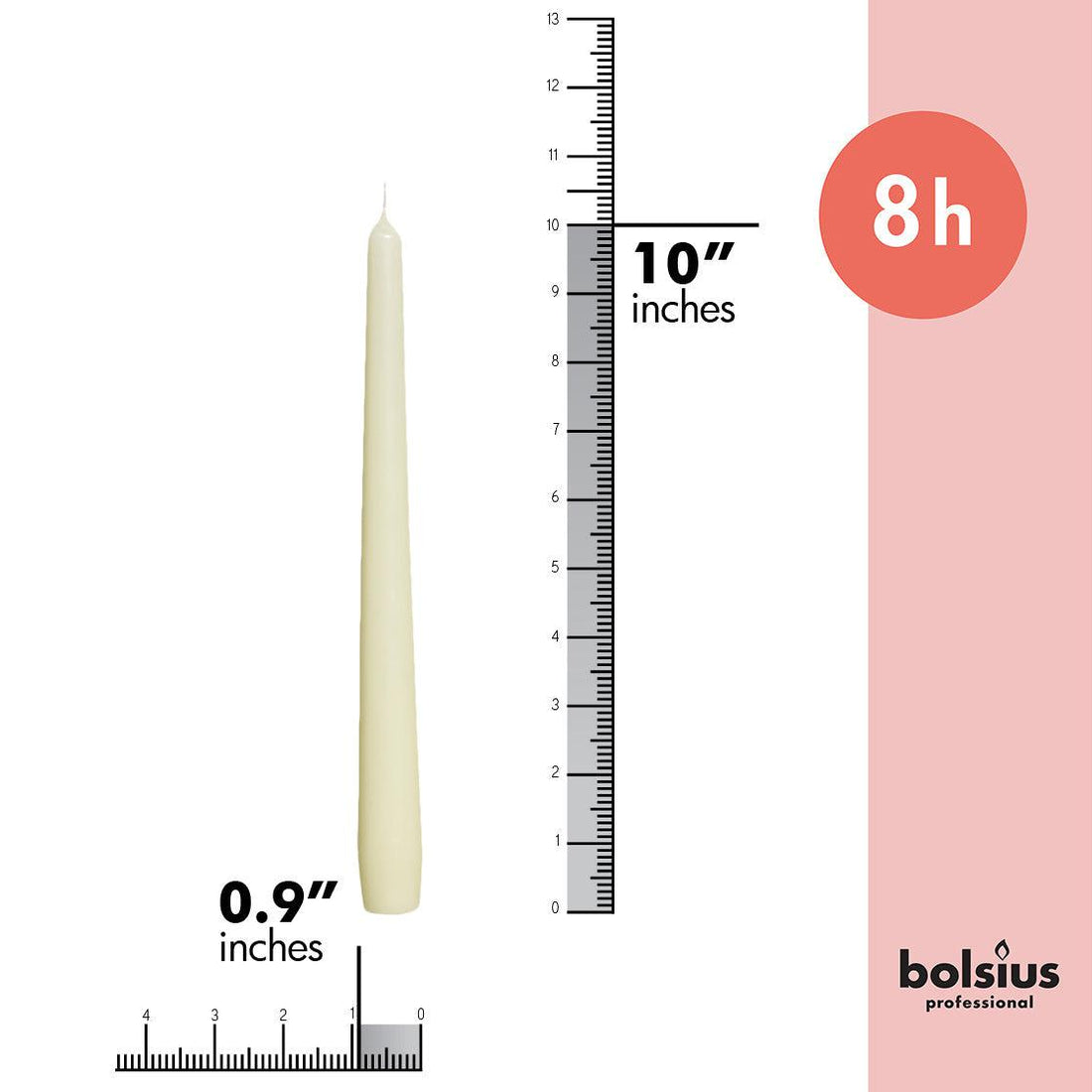 10" X 0.9" Classic Taper Candles - 100 Pack - Kisco Candles