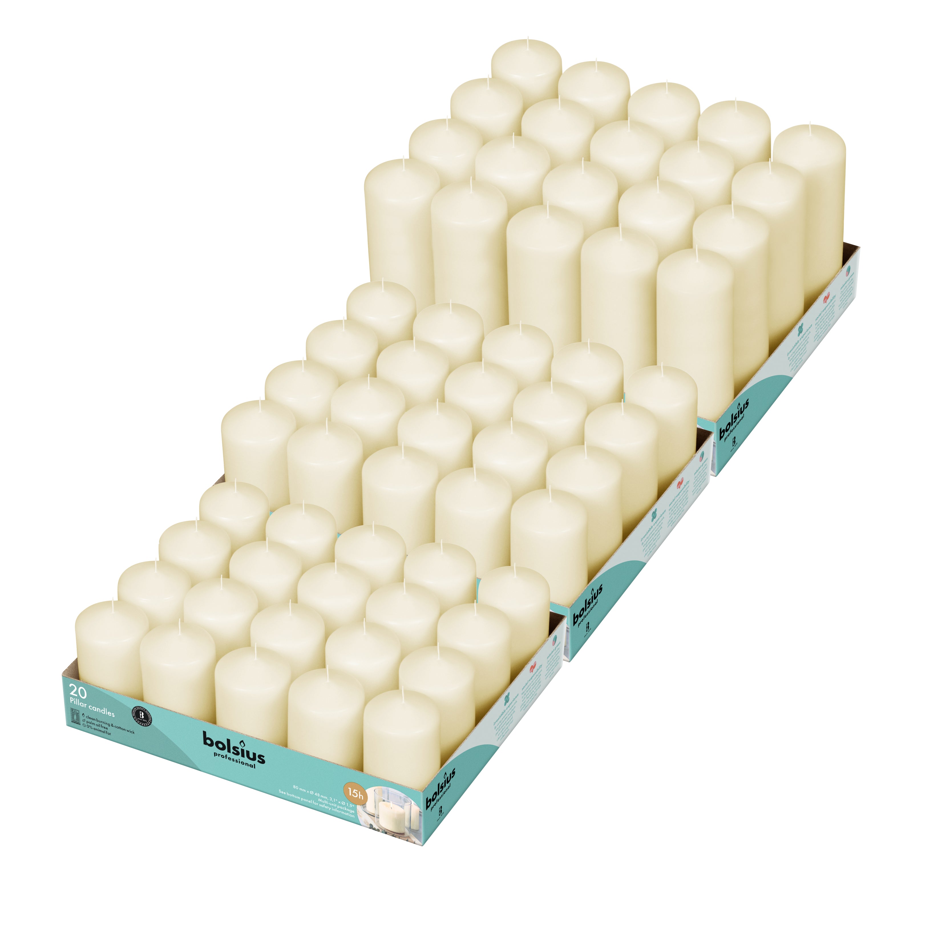 Set Of 120 - 2" Round Pillar Candles 2"X3" 2"X4" 2"X6"