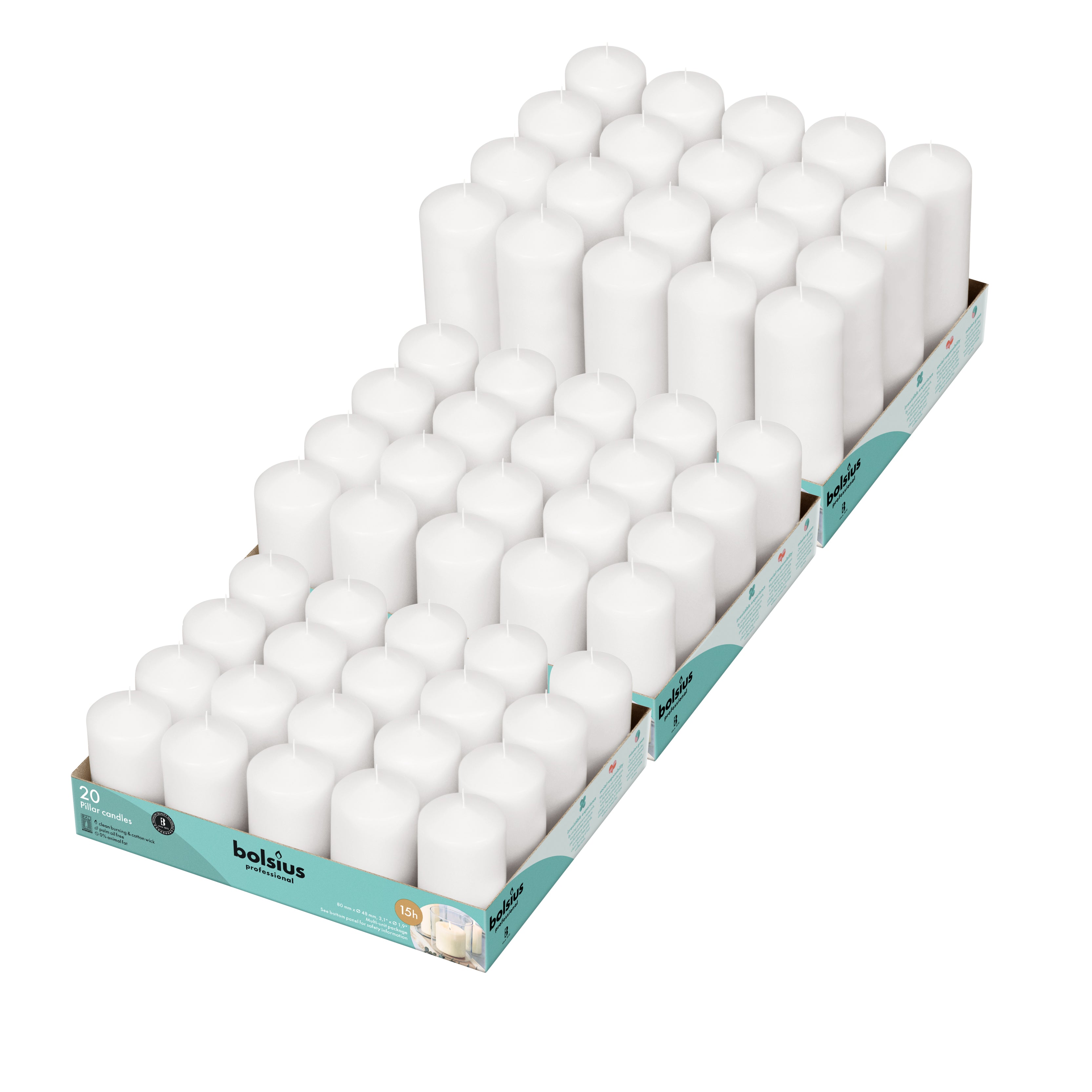 Set Of 60 - 2" Round Pillar Candles 2"X3" 2"X4" 2"X6"