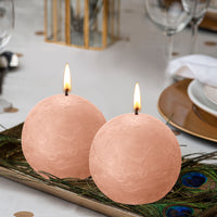 3" X 3" Rustic Ball Candles - 3 Pack