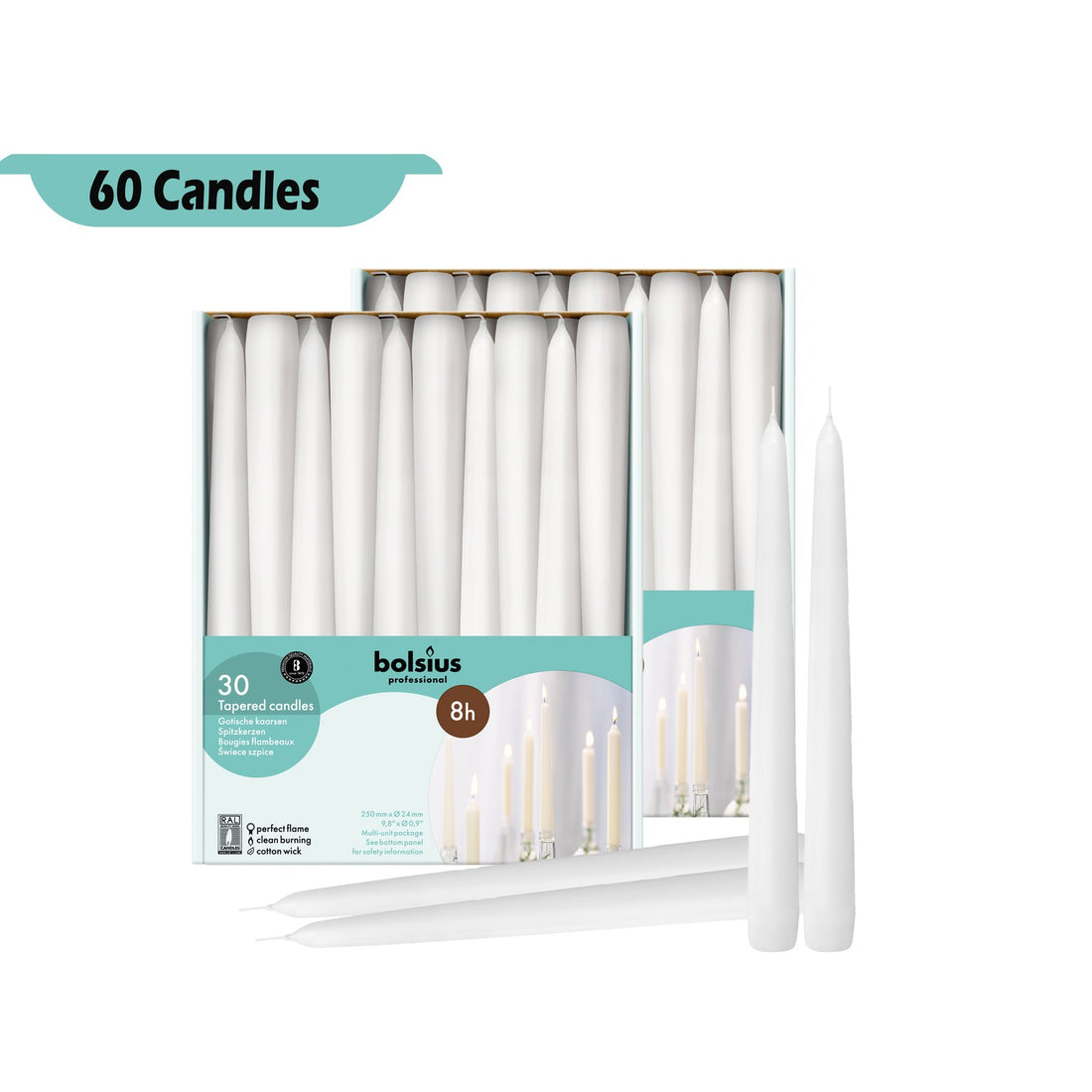 Set Of 60 90 & 120 - Bulk Taper Candles 10" X 0.9"