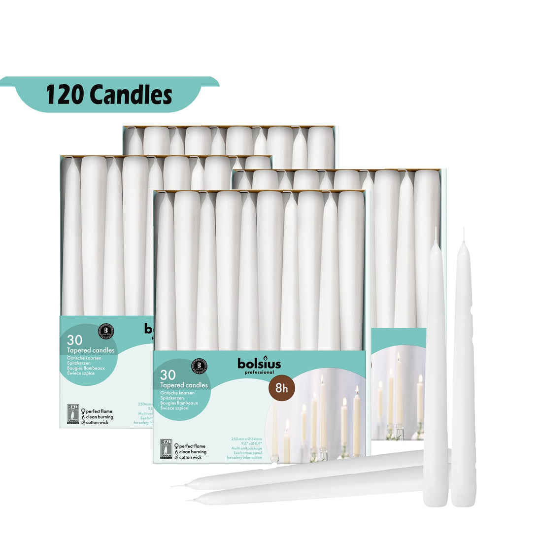 Set Of 60 90 & 120 - Bulk Taper Candles 10" X 0.9"