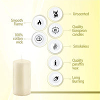 2x4 Inch 4 Count Pillar Candles - 20 Hours Burn Time