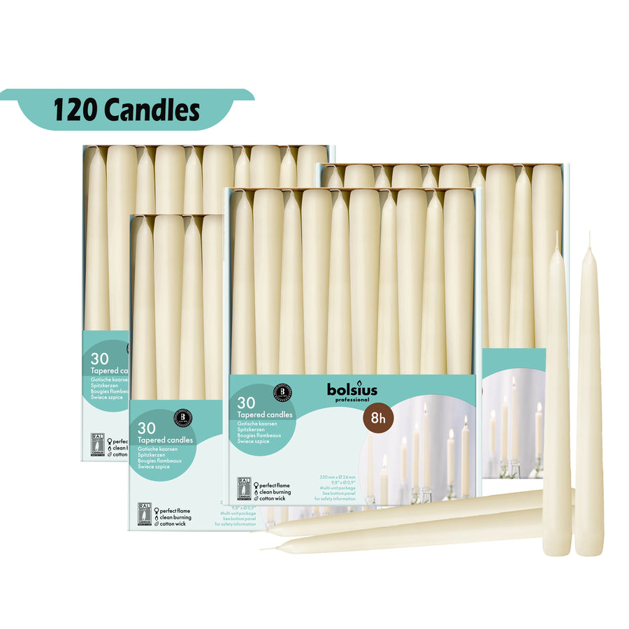 Set Of 60 90 & 120 - Bulk Taper Candles 10" X 0.9"