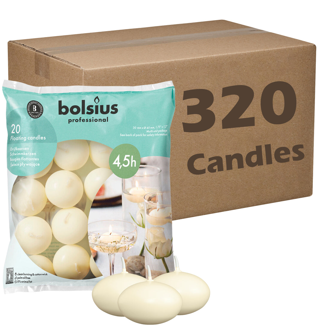 320 Pack Floating Candles 1.75" X 1" In Bulk