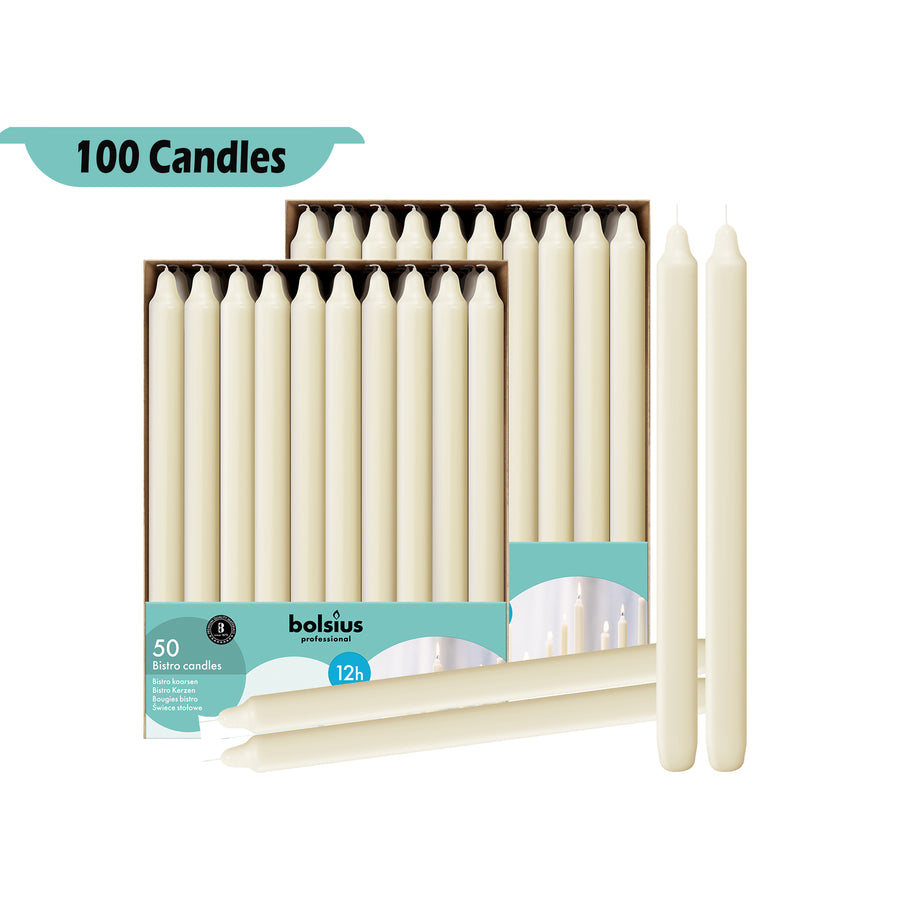 11.5" X 0.9" Classic Houshold Bulk Taper Candles - 100 Pack