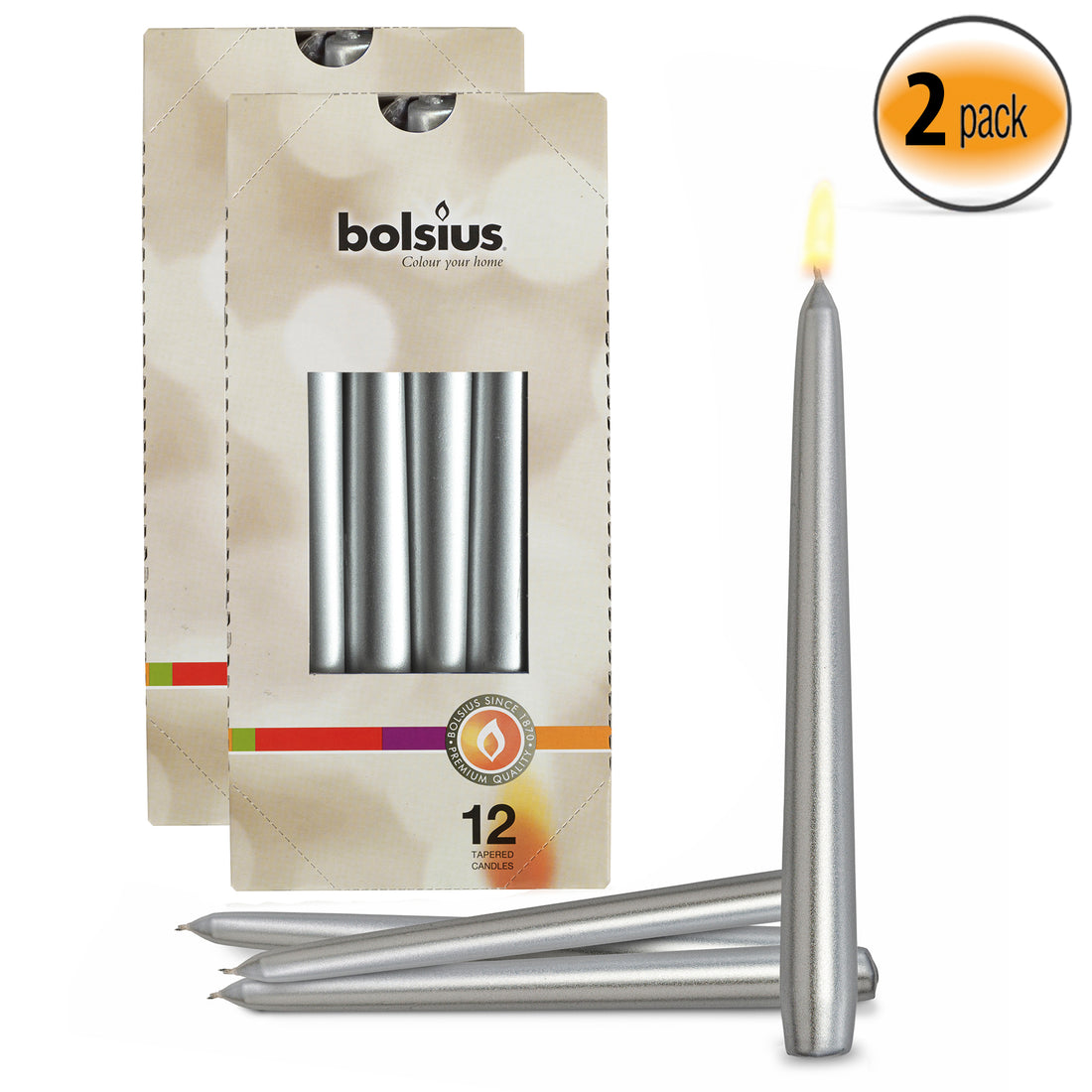 10" X 0.9" Individually Wrapped Metallic Taper Candles - 12 & 24 Pack