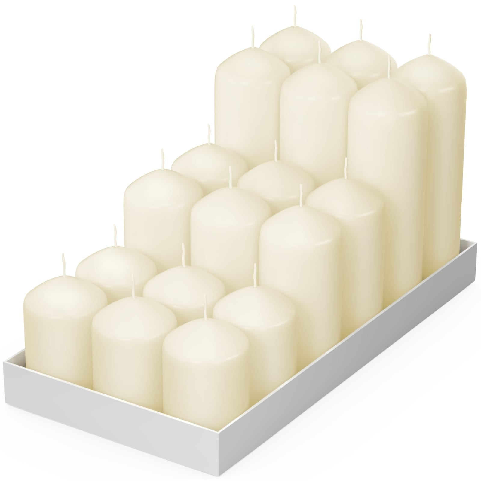 Set of 36 - 3" Round Pillar Candles 3"X4" 3"X 6" & 3"X9"