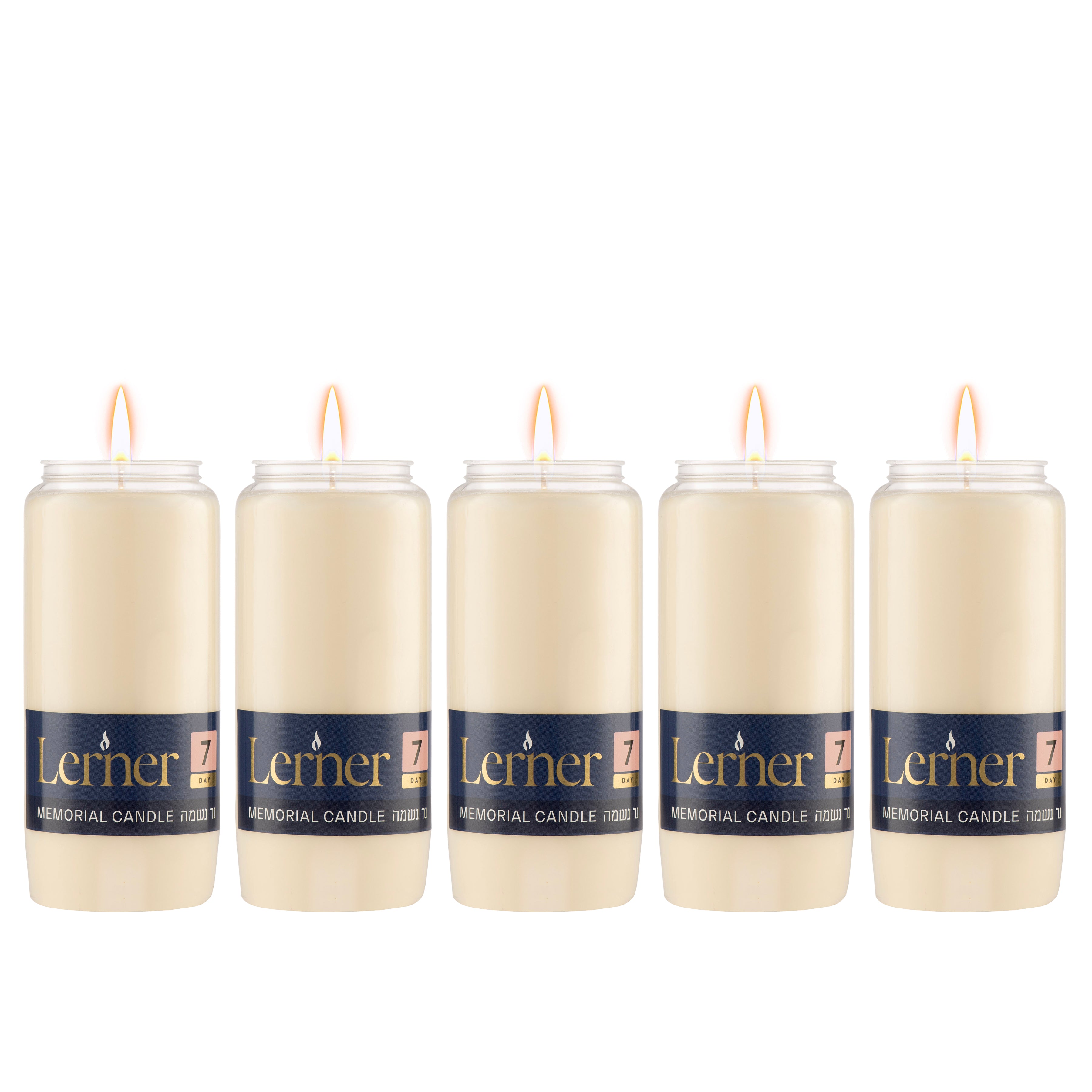 Lerner 7-Day Memorial Candle – 5 Pack | Long-Burning Yahrzeit & Shiva