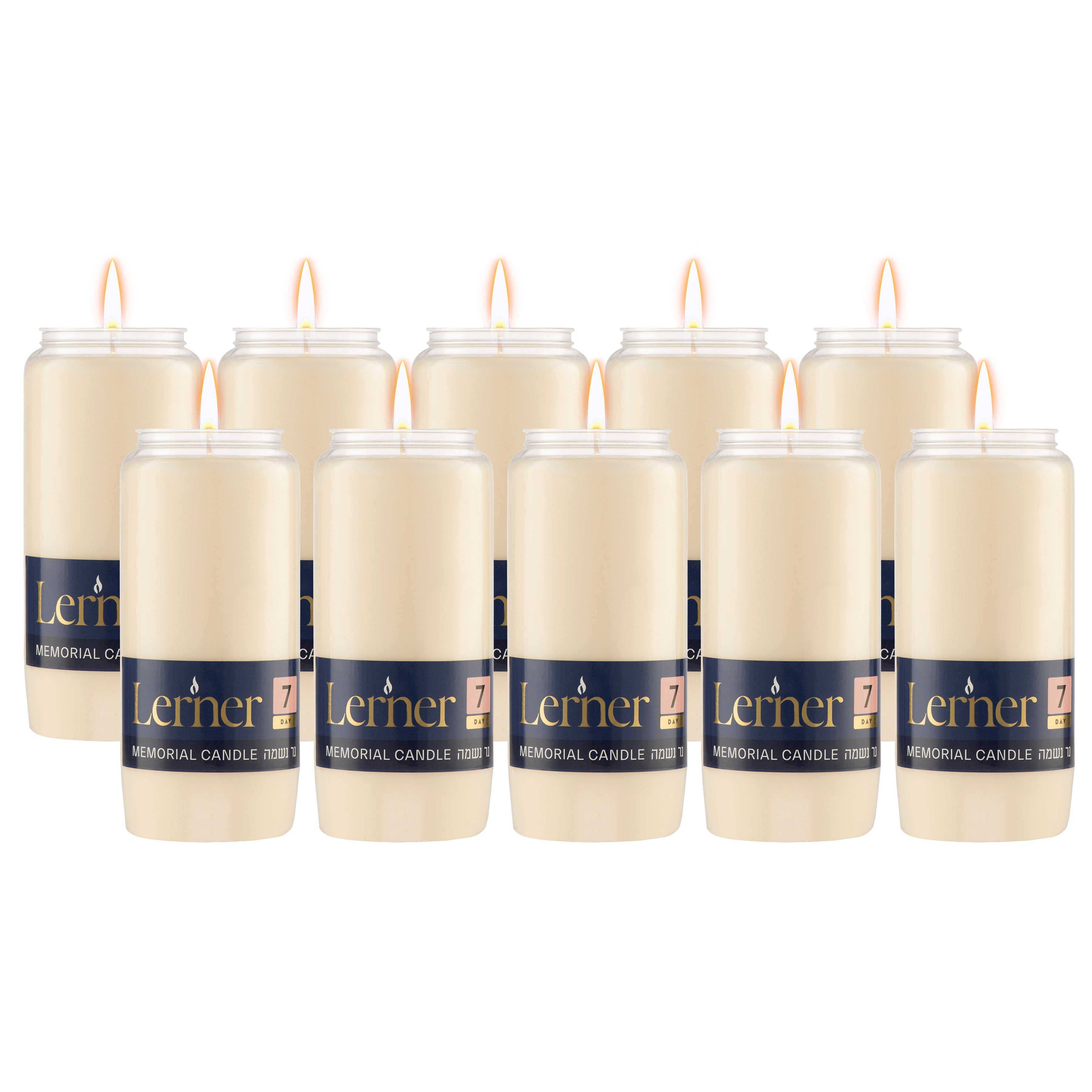 Lerner 7-Day Candles – 10 Pack Long-Burning Unscented Tribute & Memorial Candles