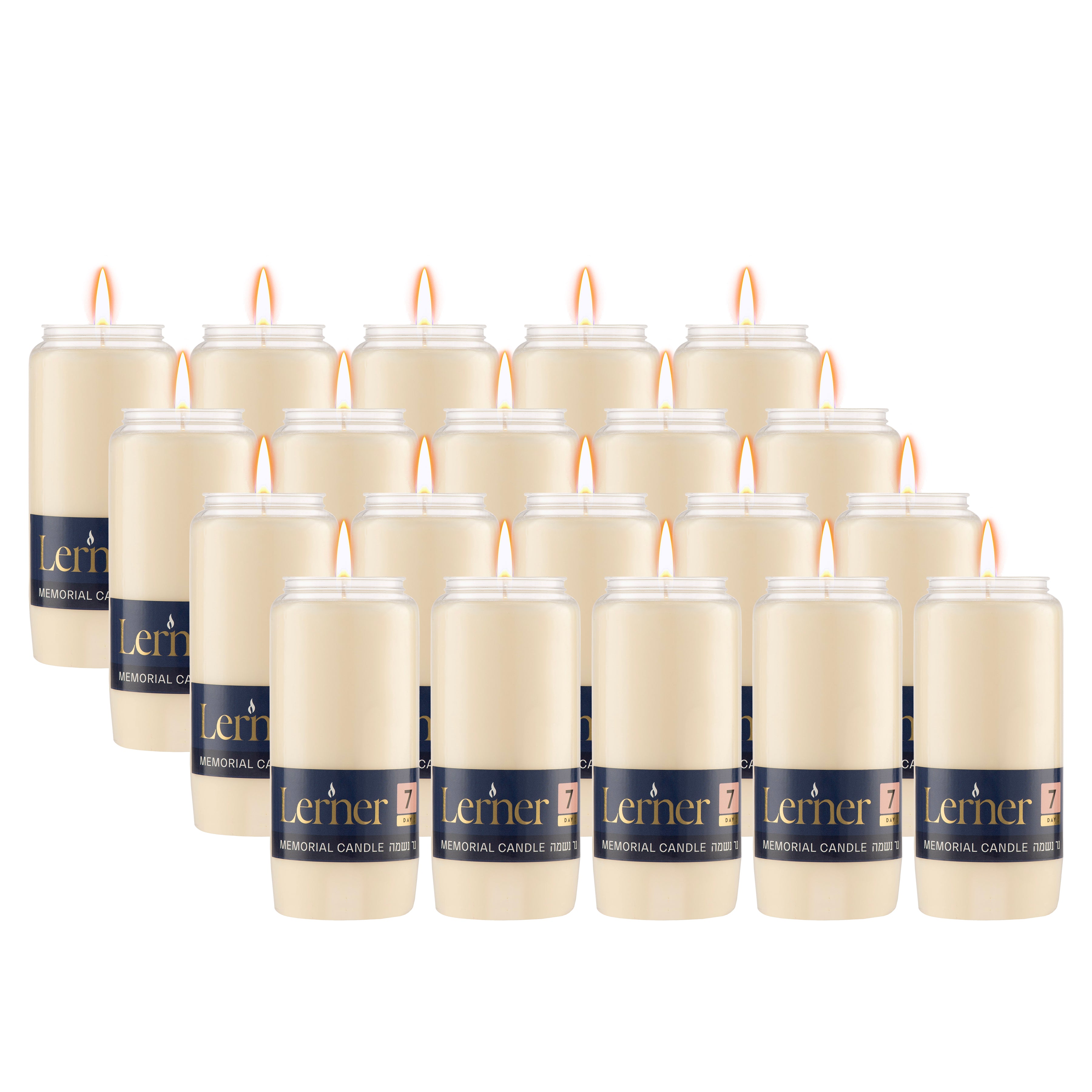 Lerner 7-Day Candles Bulk Set – 20 Pack Long-Burning Tribute & Memorial Candles