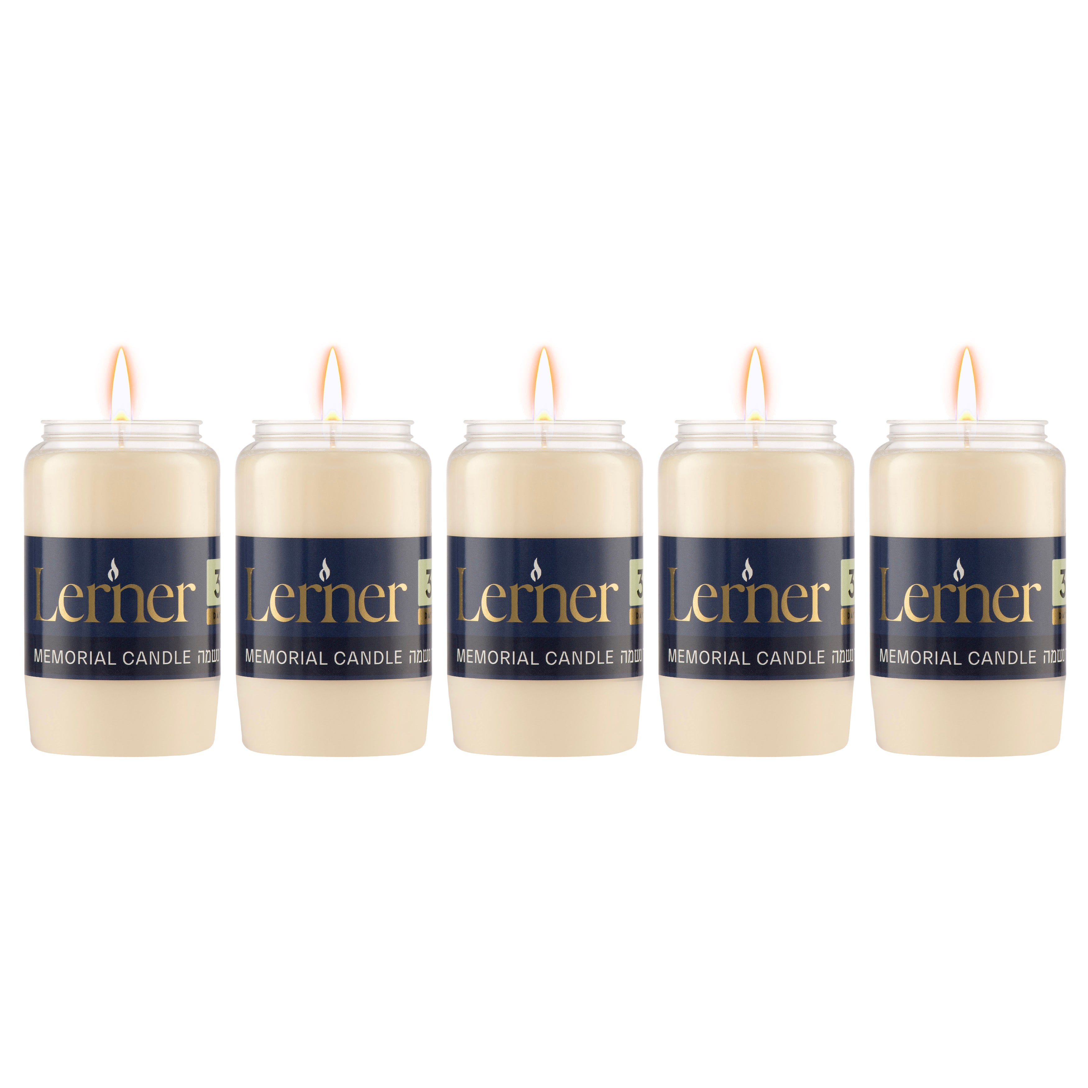Lerner 3-Day Memorial Candle – 5 Pack Clean Burning Yahrzeit & Shiva Candle