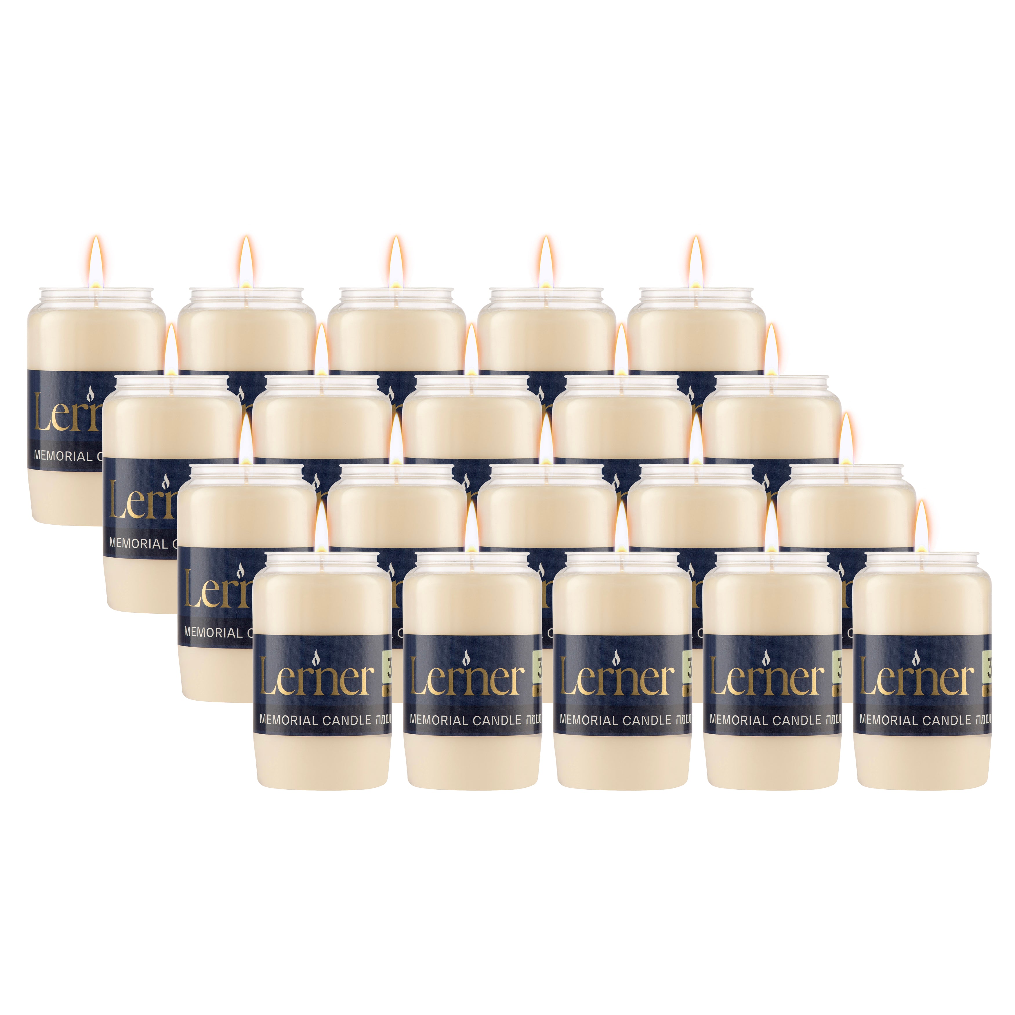 Lerner 3-Day Candles Bulk Set – 20 Pack Long-Burning Memorial & Tribute Candles