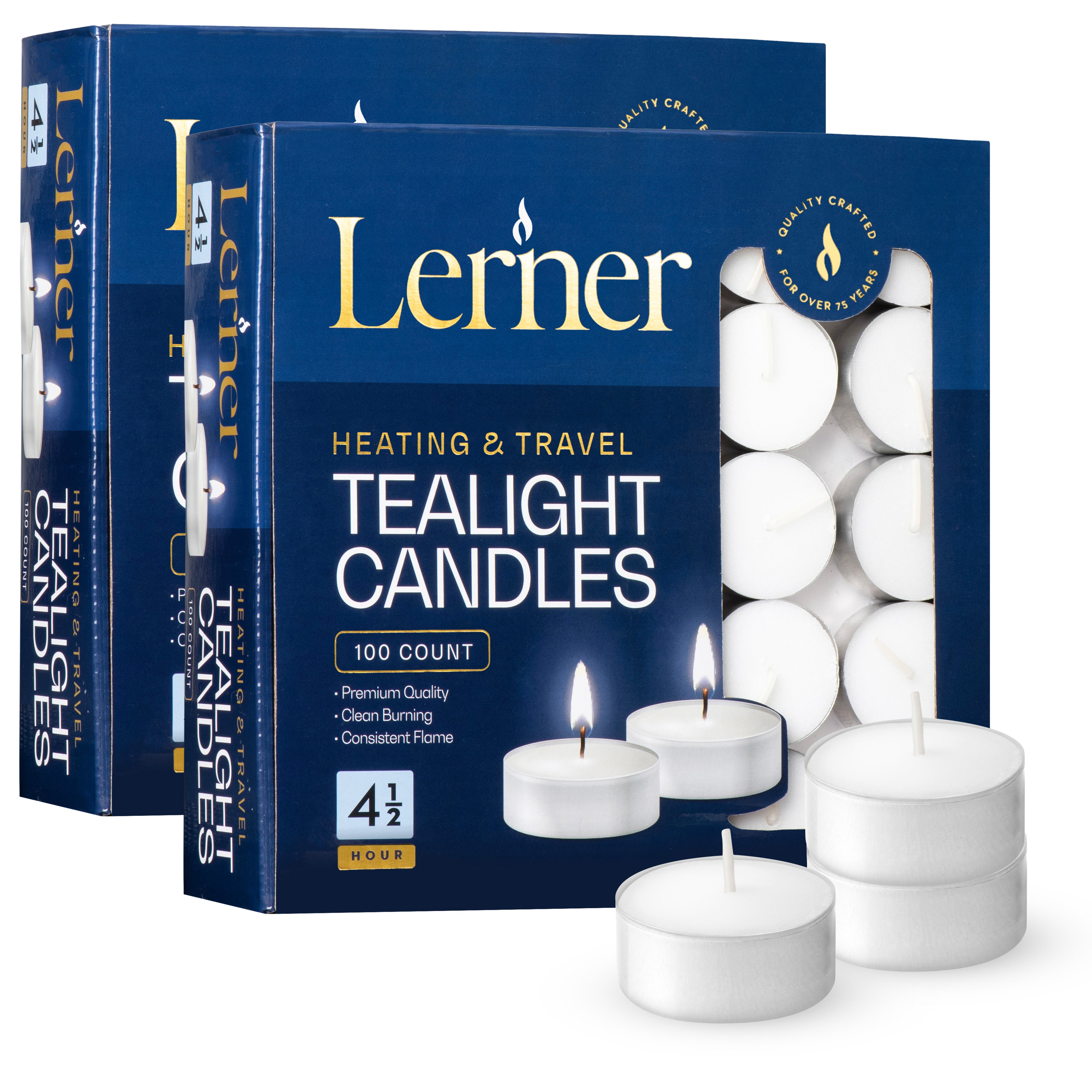 Lerner Tealight Candles Bulk 400 Pack 4.5-Hour Burn – Unscented Long-Lasting Tea Lights
