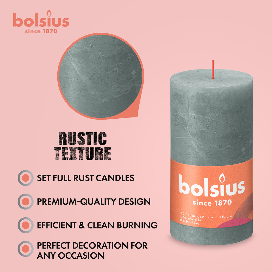 2.75" X 5" Rustic Pillar Candles - 4 Pack