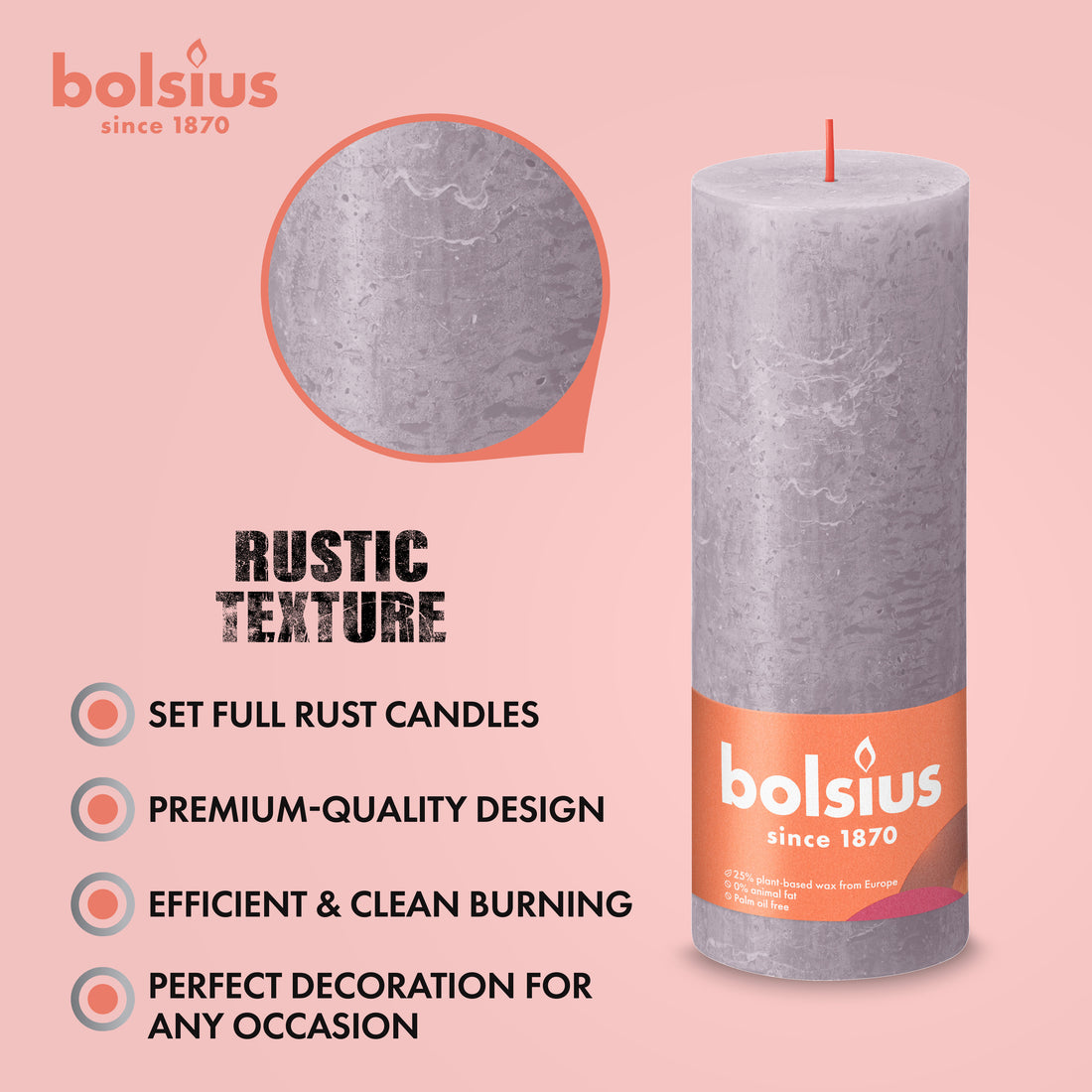 2.75" X 7.5" Rustic Pillar Candles - 4 Pack