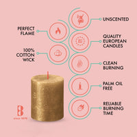 2.75" X 3.25" Shimmer Pillar Candles - 4 Pack - Kisco Candles