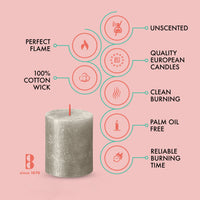 2.75" X 3.25" Shimmer Pillar Candles - 4 Pack - Kisco Candles