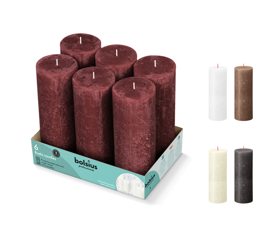 2.75" X 7.5" Rustic Pillar Candles - 6 Pack - Kisco Candles