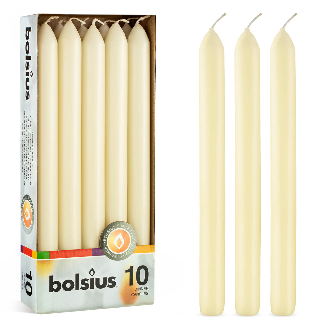 9" X 0.8" Classic Dinner Taper Candles - 10 Pack - Kisco Candles