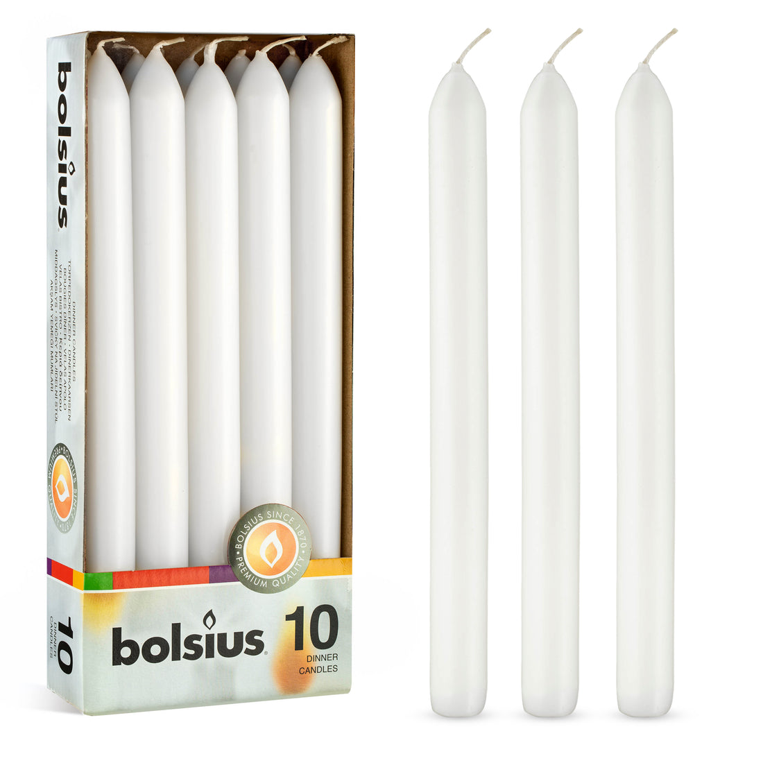 9" X 0.8" Classic Dinner Taper Candles - 10 Pack - Kisco Candles