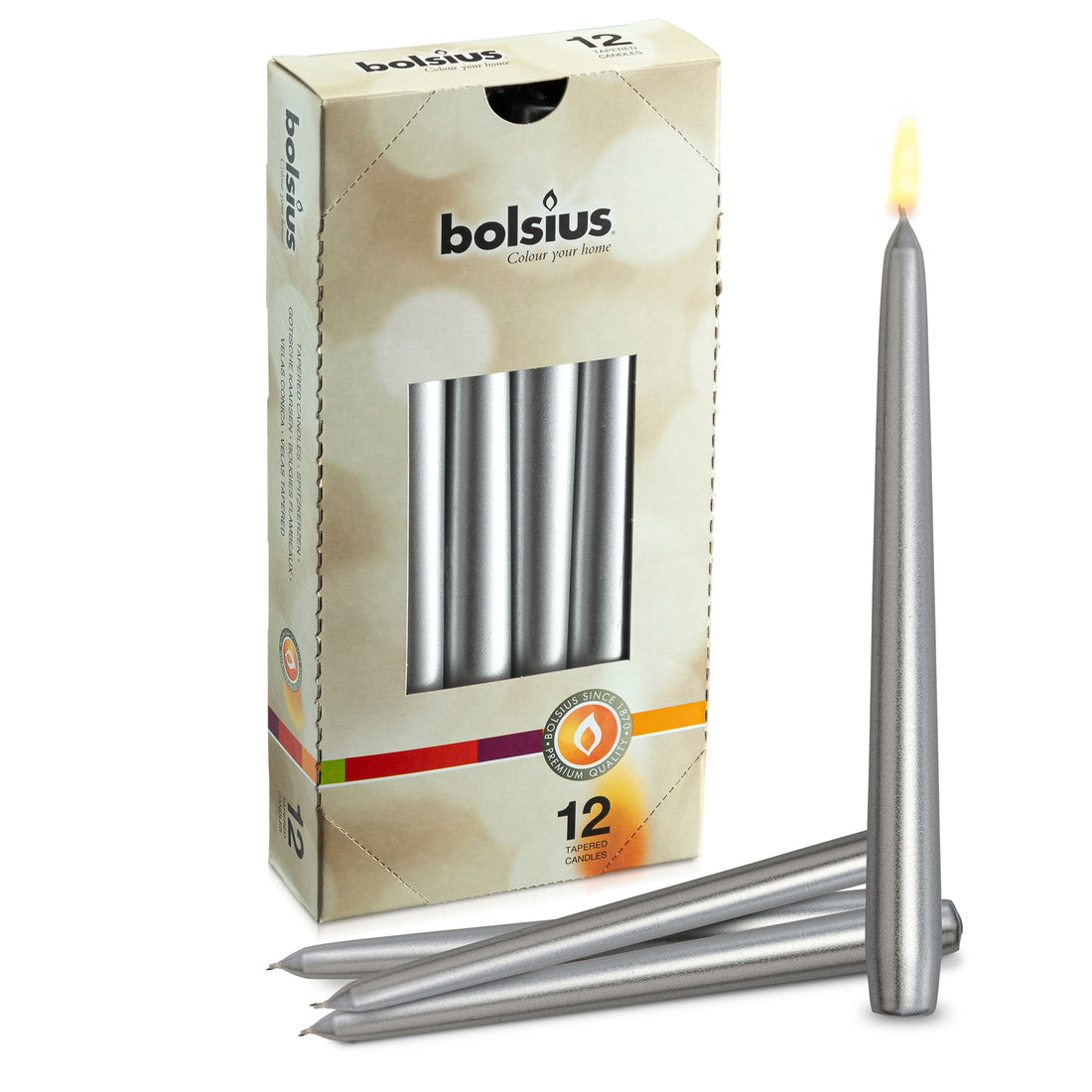 10" X 0.9" Individually Wrapped Metallic Taper Candles - 12 Pack - Kisco Candles