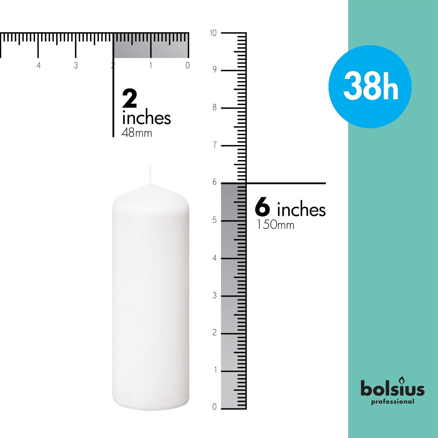 Bolsius Pillar Candles 20 Pack 2"X6" Unscented Home & Wedding Decor
