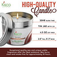 3" X 2.5" Scented Candles In Tins - 8 Pack - 5 Scents Available - Kisco Candles