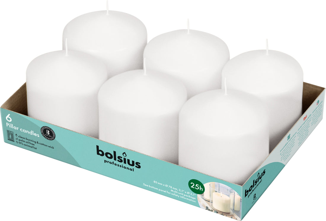 3" X 3" Classic Pillar Candles - 6 Pack - Kisco Candles